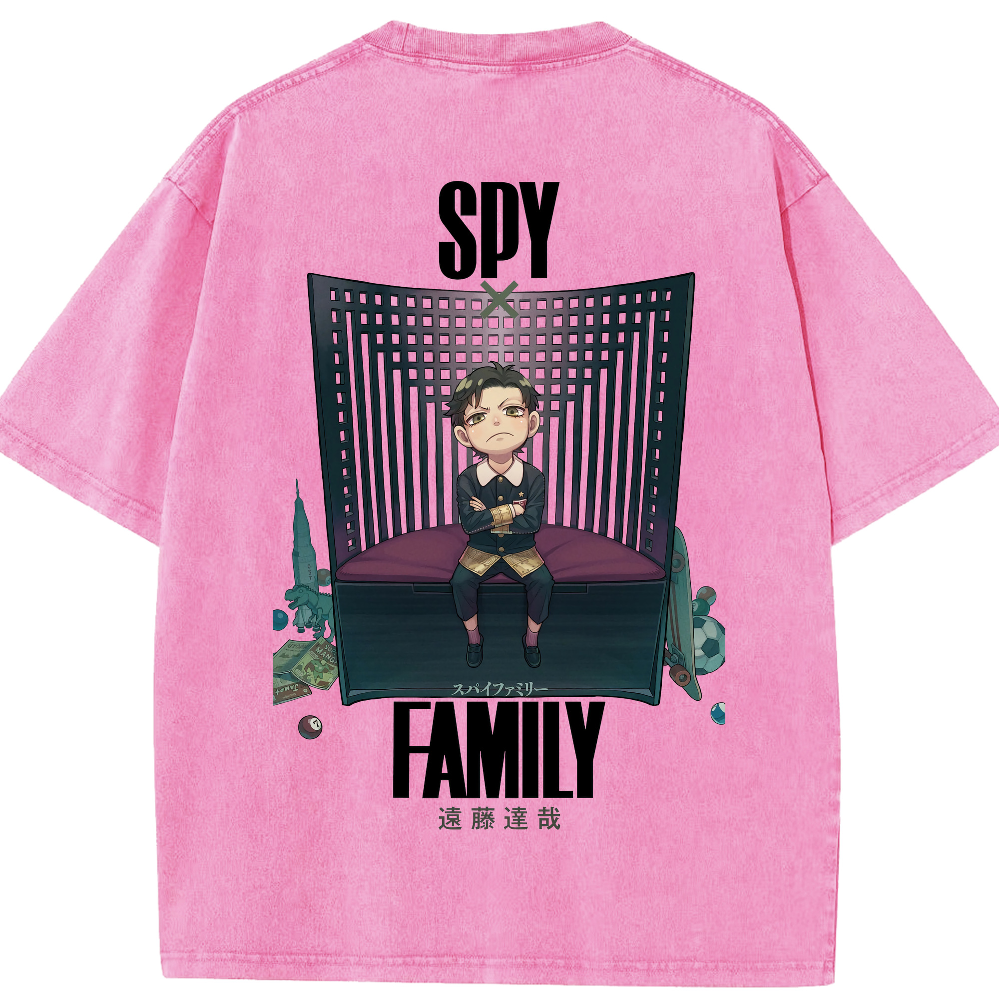（画像用） SPY×FAMILY间谍家家酒 綿100% ヴィンテージ風 半袖Tシャツ（背面プリント）